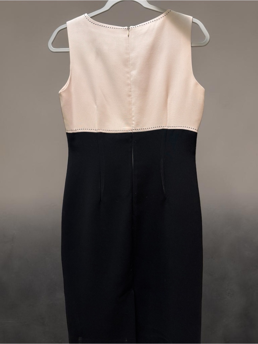 Studio I Black and Blush Two-Tone Sleeveless Sheath Dress